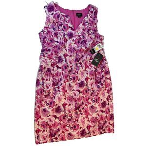 Adrianna Papell Women's Pink Floral Print Shift Dress Tank Top Dress Size 22W